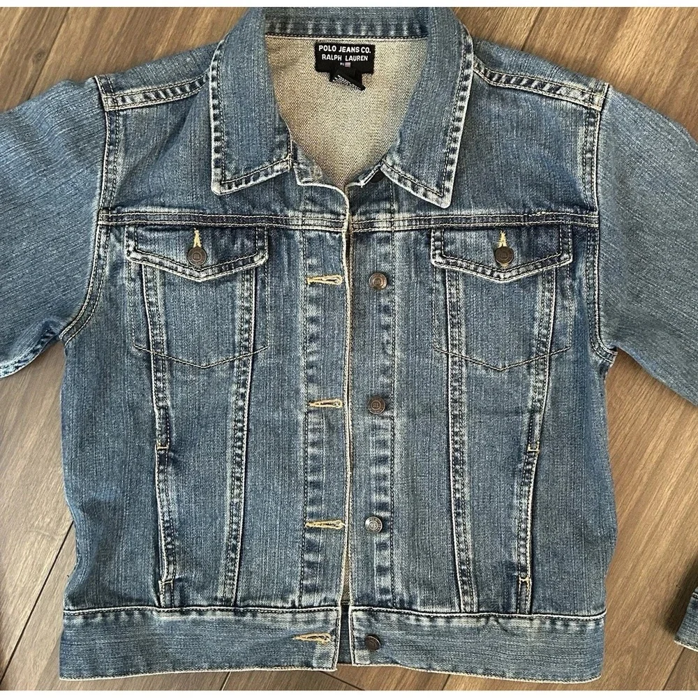 Polo Jeans Co Ralph Lauren Denim Jacket - Kids XL Fits Women's XS Y2K Trucker - Picture 3 of 13